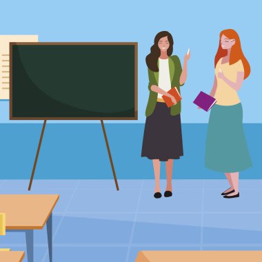 sınıfta kadın öğretmenler çift