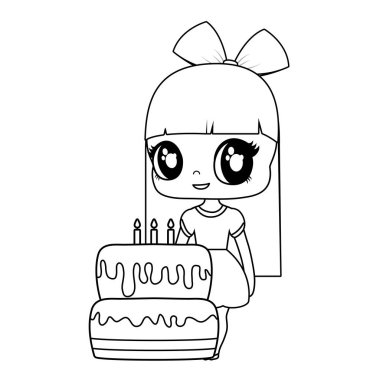 doğum günü pastası ile sevimli küçük bebek