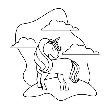 manzara sevimli tek boynuzlu at hayvan