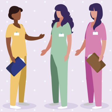 Tek tip karakterlerle ırklar arası kadın tıp çalışanları