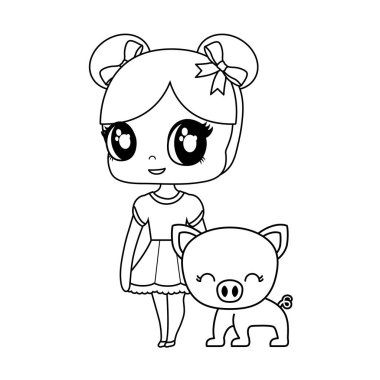 piggy hayvan ile sevimli küçük bebek