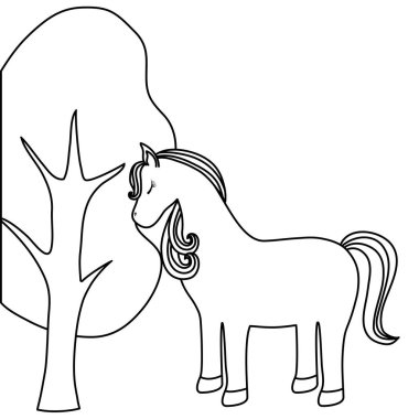 ağaç bitki ile sevimli tek boynuzlu at hayvan