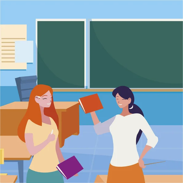 Lehrerehepaar im Klassenzimmer — Stockvektor