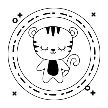 çerçeve dairesel sevimli kaplan hayvan