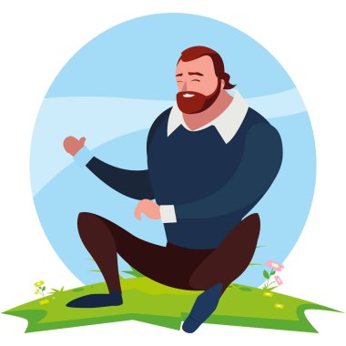 alanında oturan güçlü ve sakallı adam