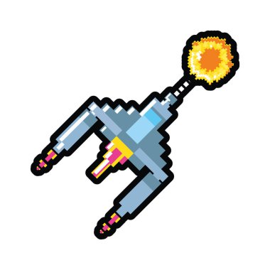 video oyunu uzay gemisi pikselli uçan