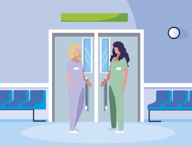 asansör kapıkadın tıp işçileri