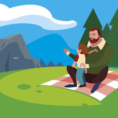 alan piknik gününde oğlu ile baba