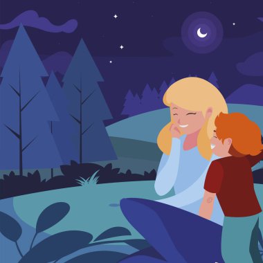 gece manzara oğlu ile güzel anne