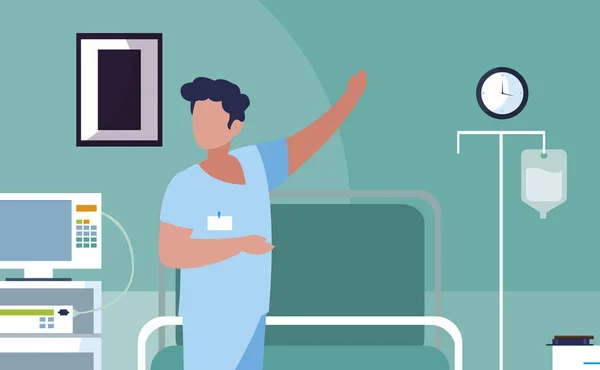 Travailleur en médecine masculine en salle d'opération — Image vectorielle