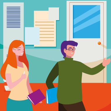 okul koridorunda öğretmen çift