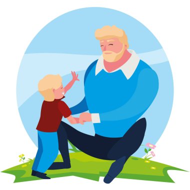 alanında oğlu ile baba