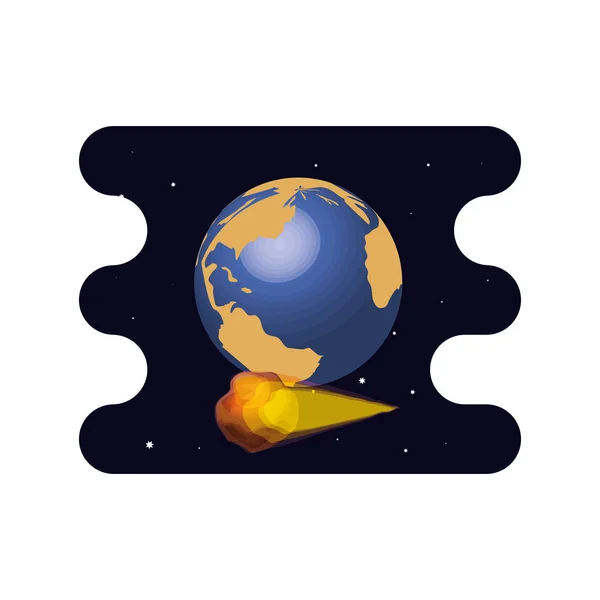 隕石のシーン空間を持つ地球惑星 — ストックベクタ