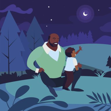 gece sahada oğlu ile siyah baba