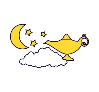 ay ve çaydanlık ile ramazan kareem kartı