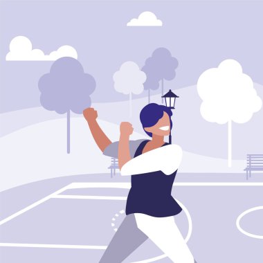 young dancer disco style in the park