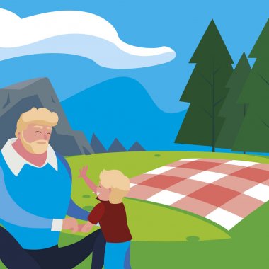 alan piknik gününde oğlu ile baba