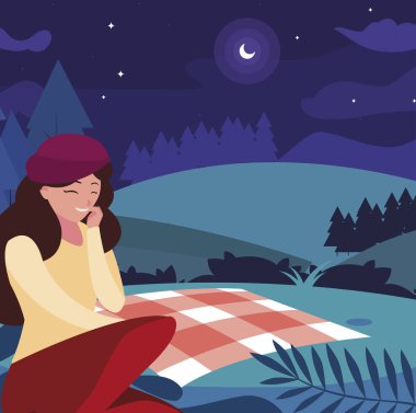 parkta piknik gününde oturan bere ile güzel kadın