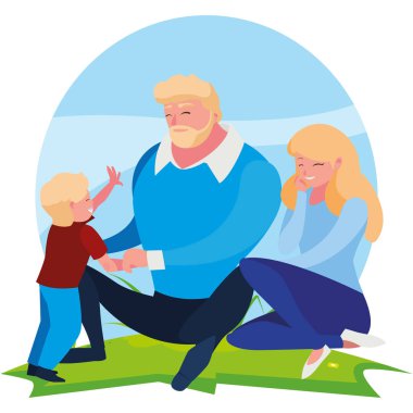 alanında oğlu ile anne-babalar çift