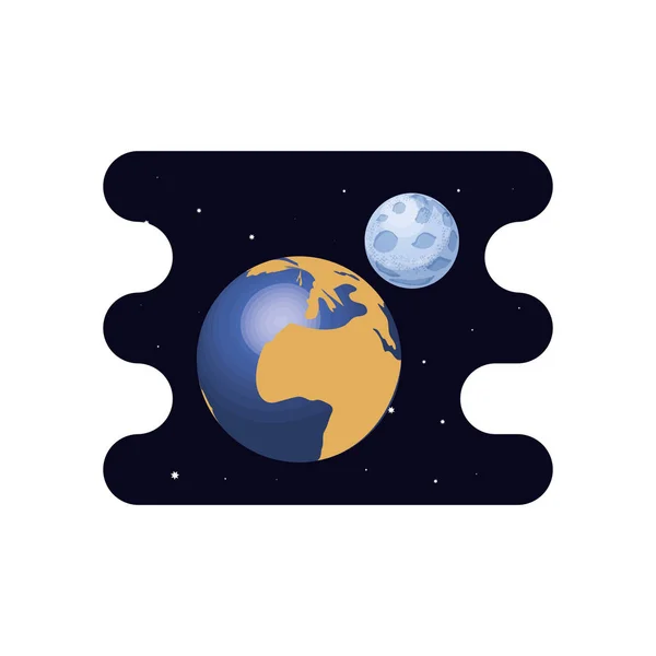 Planeta tierra con escena lunar espacio — Vector de stock