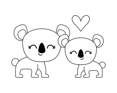 sevimli koala hayvan izole simgesi çift