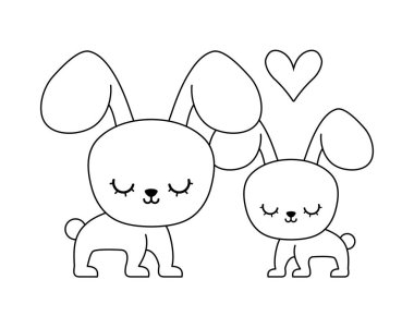 sevimli tavşan hayvan karakter çift