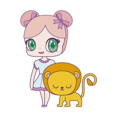 aslan hayvan ile sevimli küçük bebek