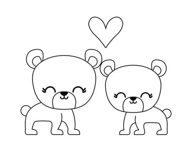 sevimli ayı hayvan izole simgesi çift