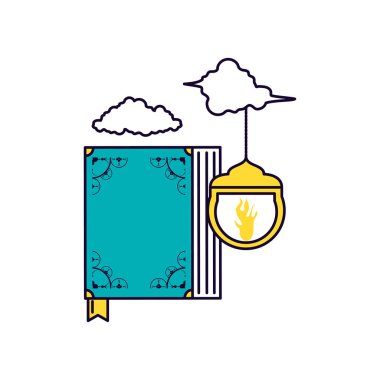 Kuran kitabı ile Ramazan Kareem lambası