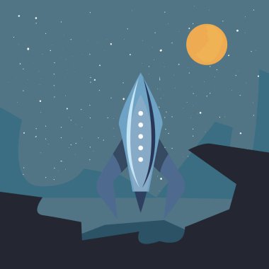 gezegen yüzeyinde uzay gemisi