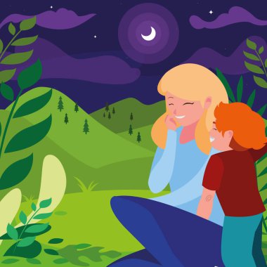 gece manzara oğlu ile güzel anne