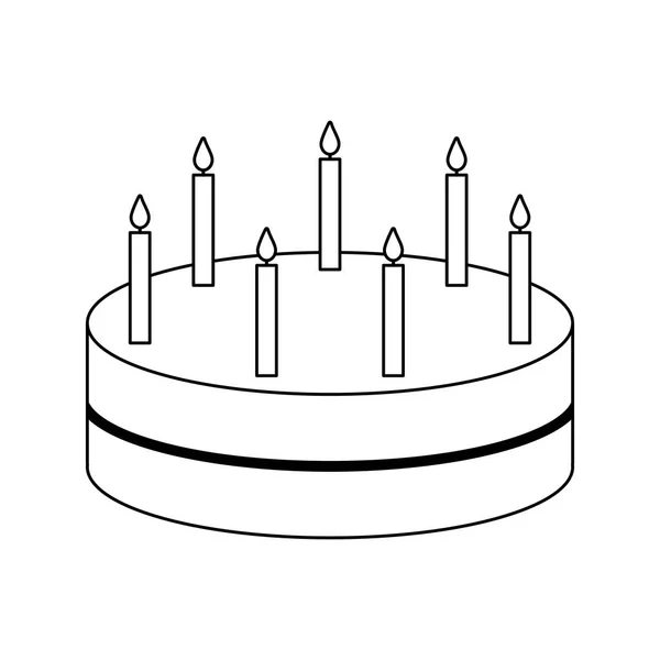 Сладкий торт день рождения изолированной иконы — стоковый вектор