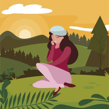 parkta oturan bere ile güzel kadın