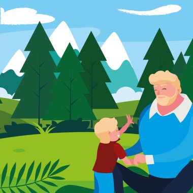 alanında oğlu ile baba