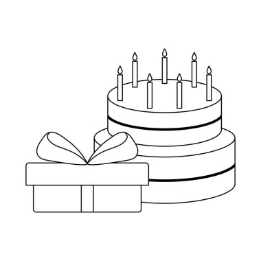 tatlı kek mumlar ve hediye kutusu