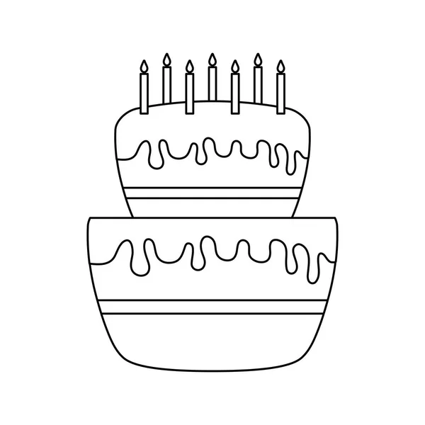 Gâteau sucré d'anniversaire icône isolée — Image vectorielle