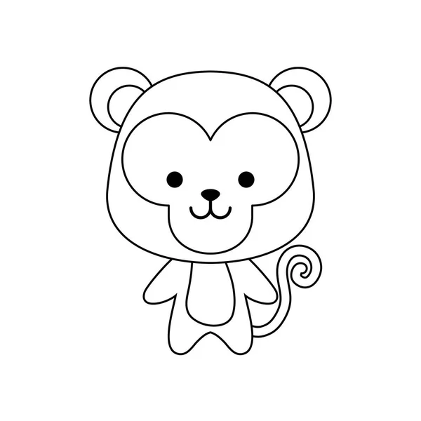 Mono lindo animal aislado icono — Vector de stock