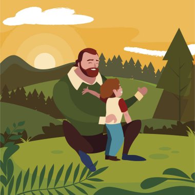 alanında oğlu ile baba