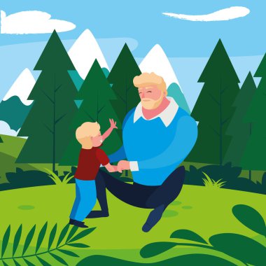 alanında oğlu ile baba