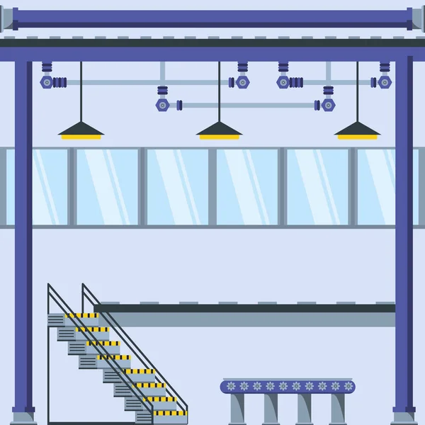 Usine place intérieure avec escaliers — Image vectorielle