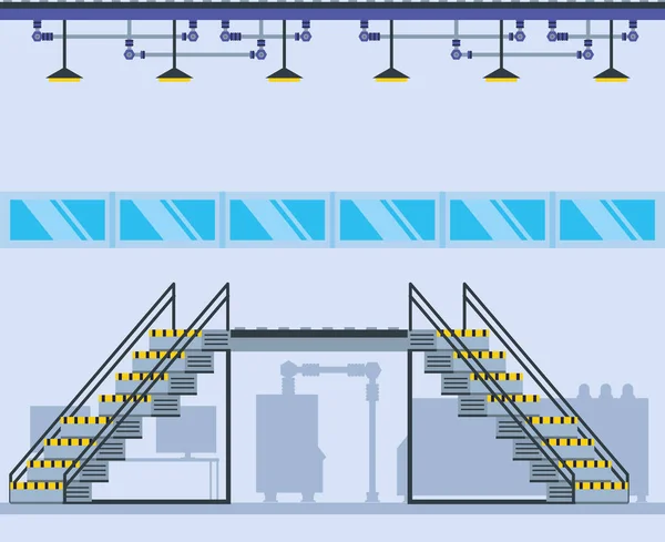 Továrna uvnitř místa se schodištěm — Stockový vektor