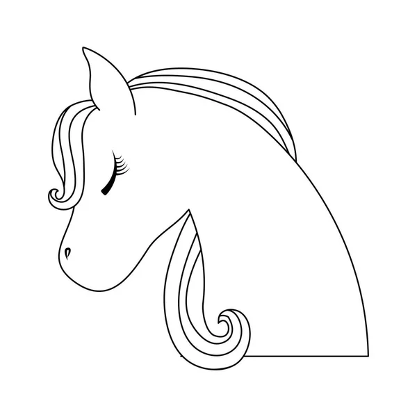 Cabeza de lindo unicornio icono aislado — Vector de stock