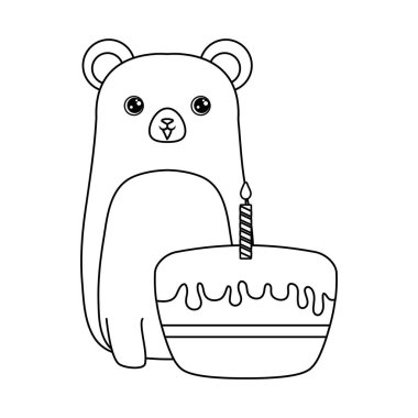 Doğum günü pastası ile sevimli ayı hayvan