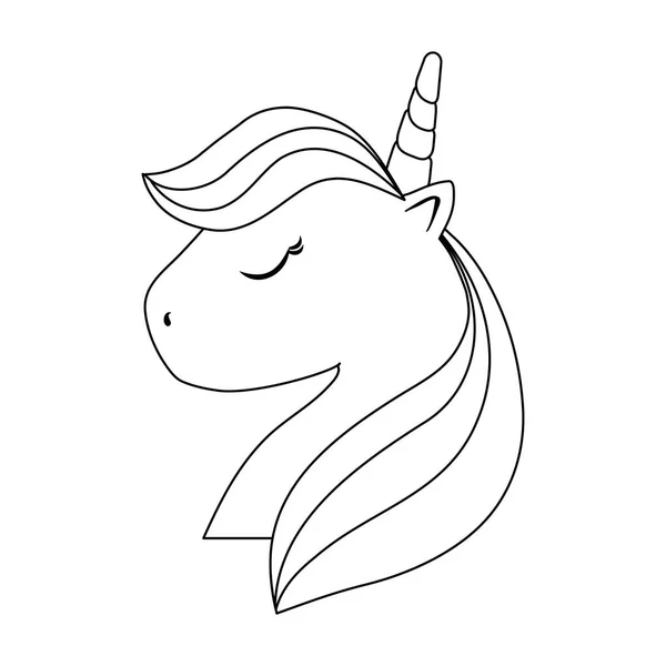 Tête de licorne mignon icône isolée — Image vectorielle