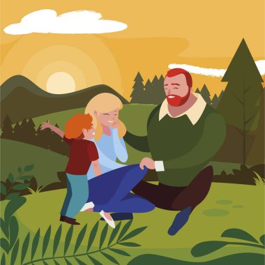 alanında oğlu ile anne-babalar çift