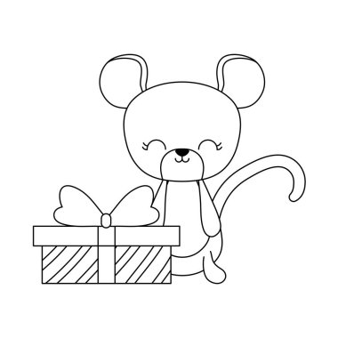 hediye kutusu ile sevimli fare hayvan