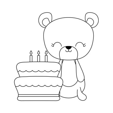 doğum günü pastası ile sevimli ayı