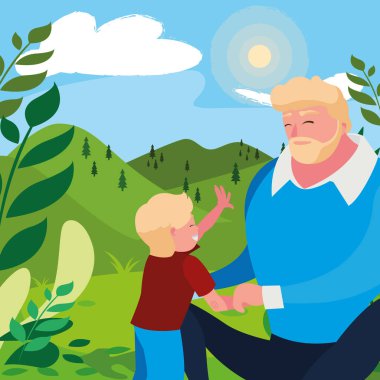 alanında oğlu ile baba