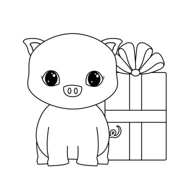 hediye kutusu ile sevimli Piggy hayvan