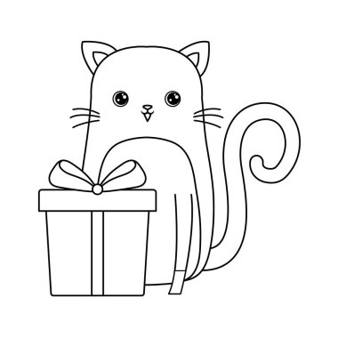 hediye kutusu ile sevimli kedi hayvan